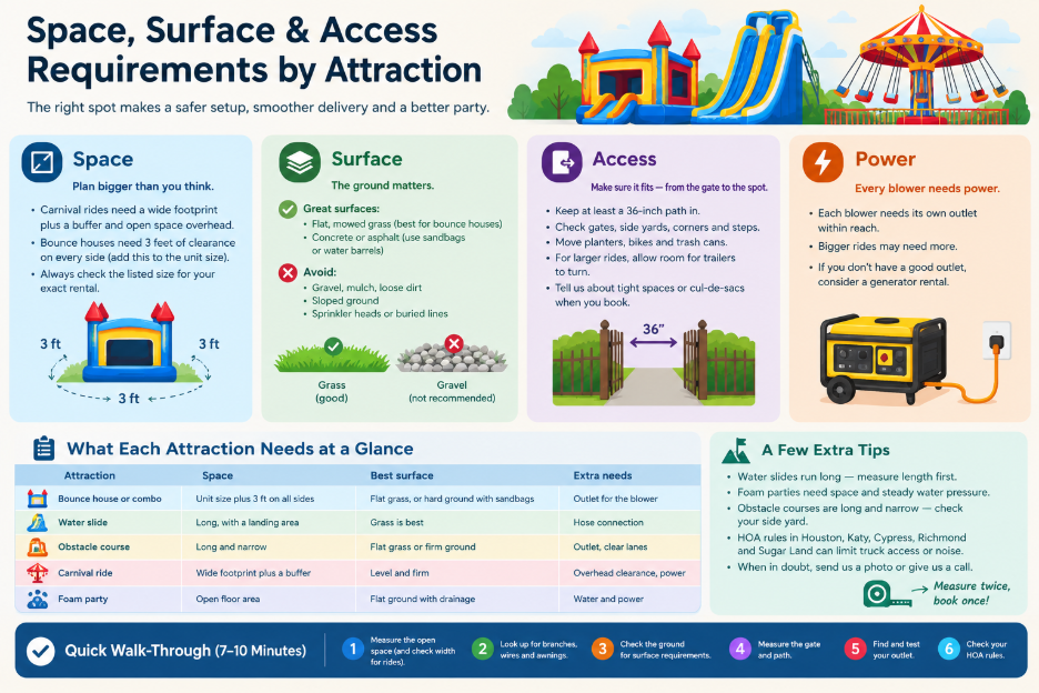 Space, Surface & Access Requirements by Attraction 